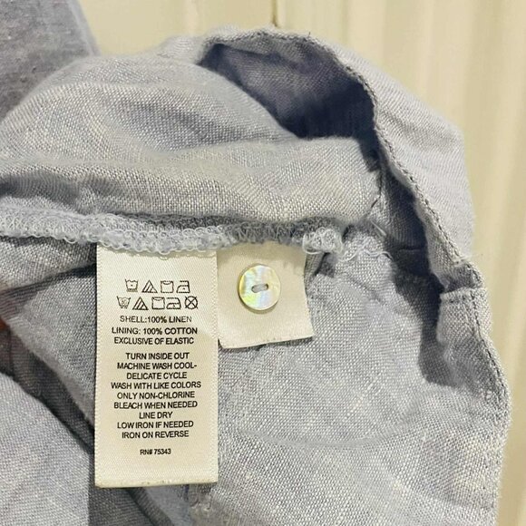 Light Blue 100% Linen Sleeveless Dress - SM - Picture 4 of 5